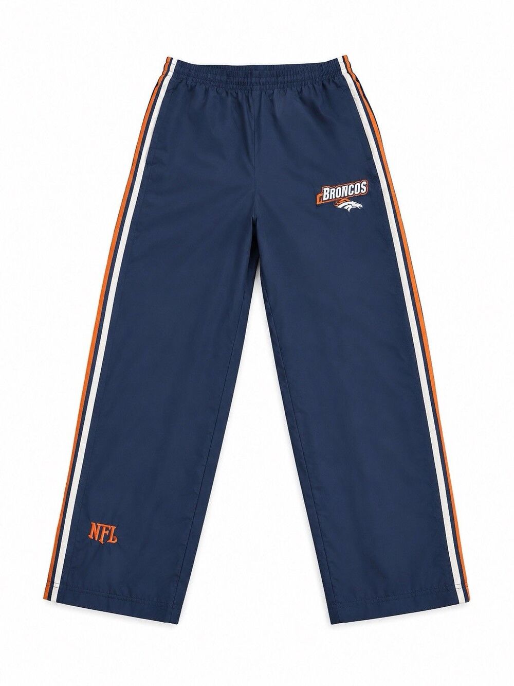 Vtg Denver Broncos NFL Nylon Track Pants L VF Imagewear Navy Orange 90s 2000s